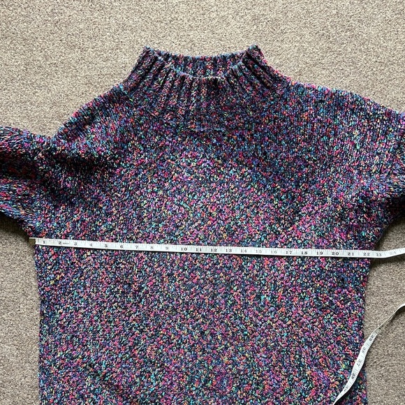 VTG 90s Express Tricot Multicolor Chenille Mock Neck Wool Blend Sweater Size Med - Picture 12 of 16